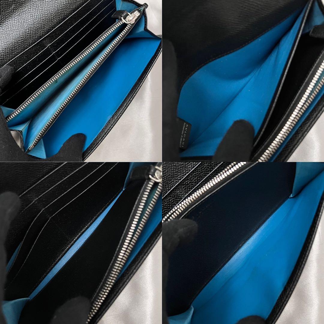 ◇極美品◇ブルガリ　ビーゼロワン　フラップ型長財布　ブラックレザー×シルバー金具