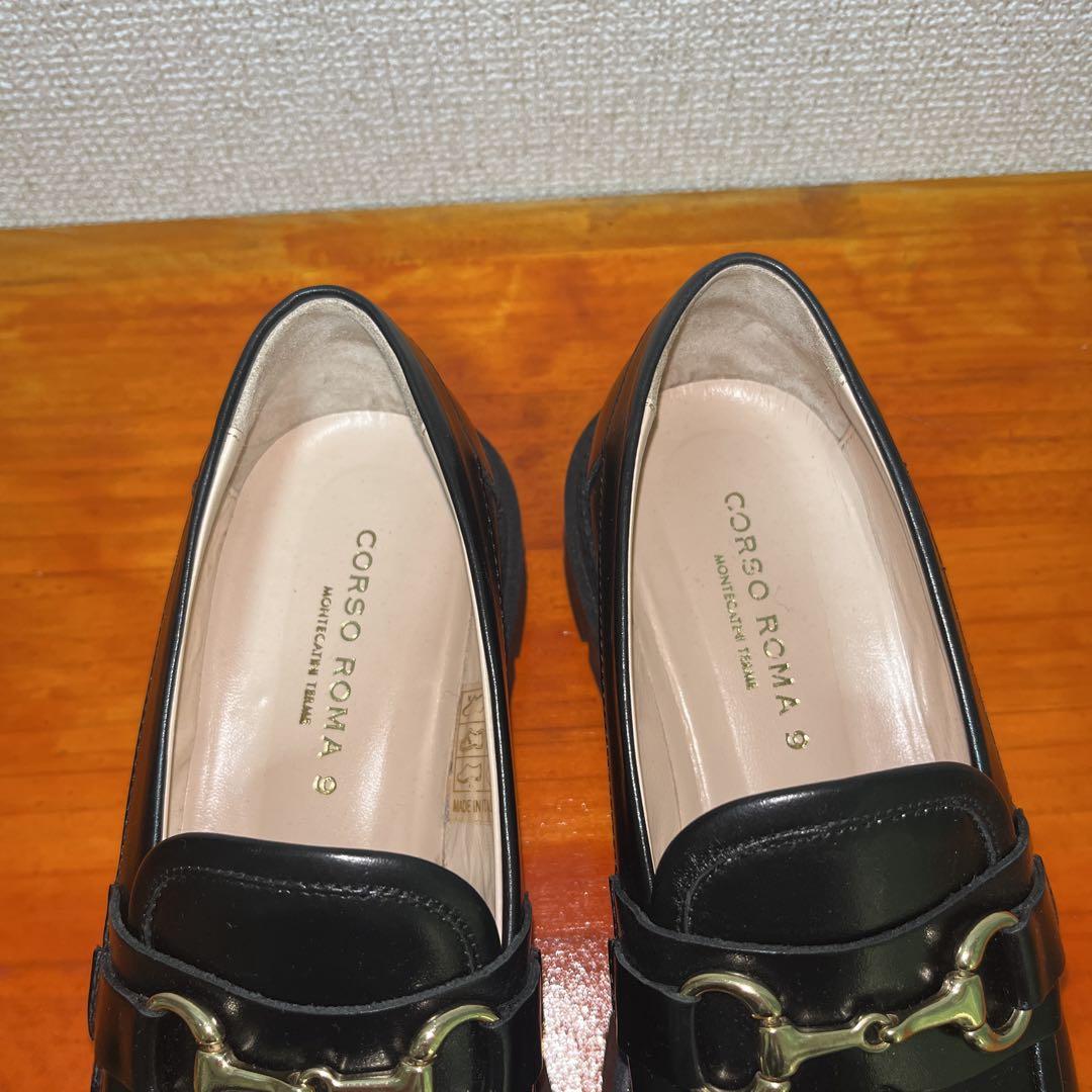 コルソローマ トラックソールビットローファー 22.5cm 靴 黒 ブラック