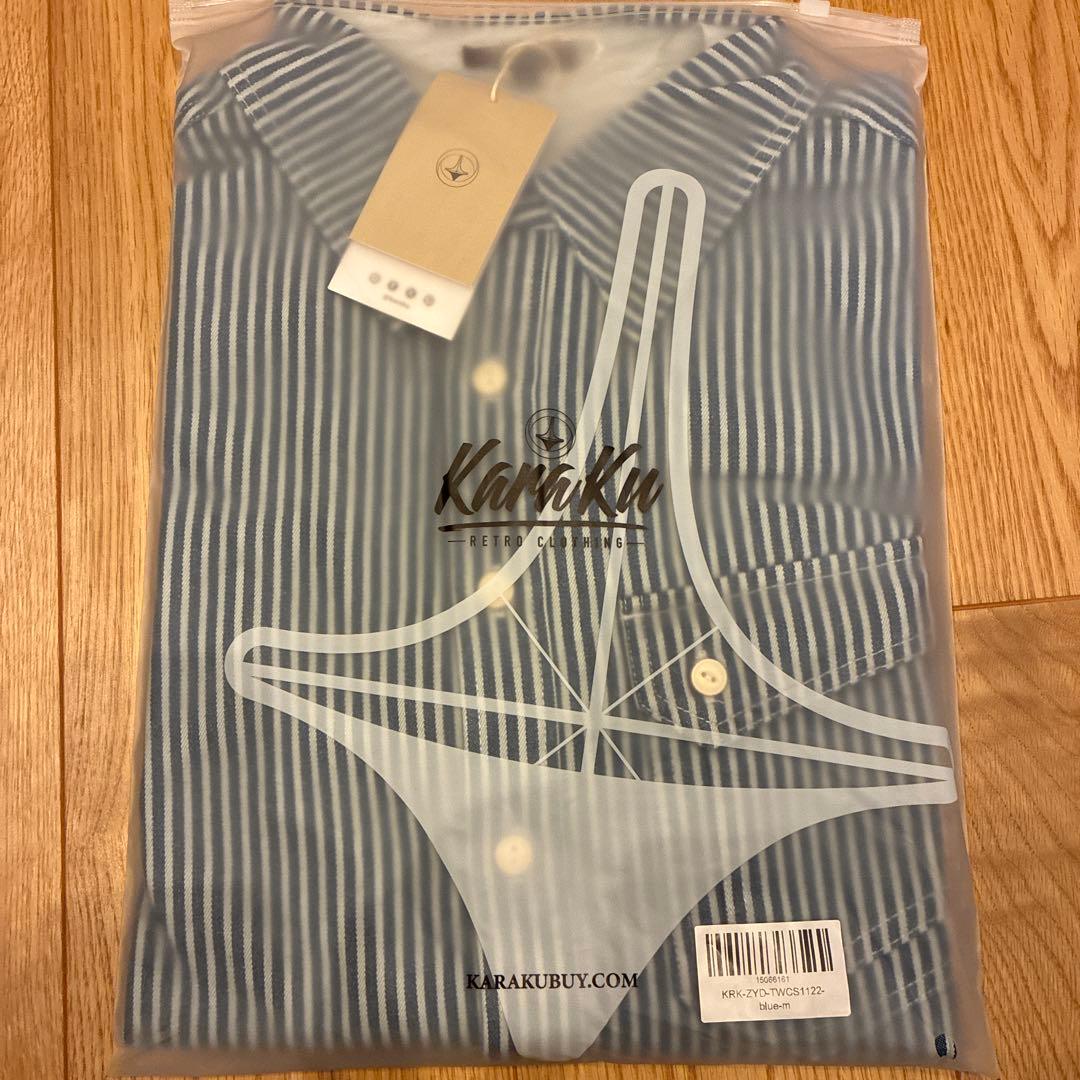 KARAKU カラク アメカジ定番　ストライプカーゴシャツ