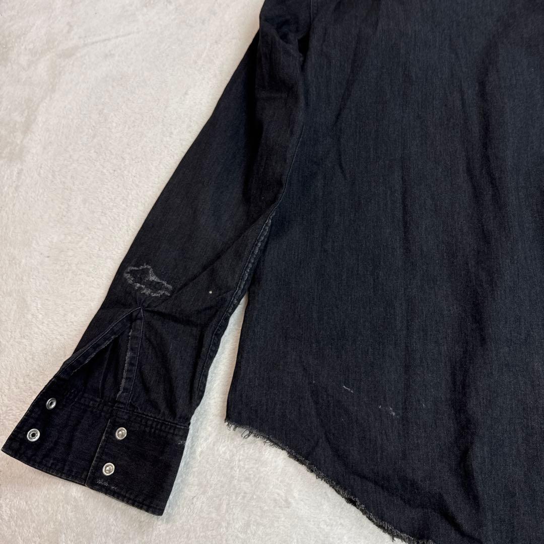 サンローラン エディ期 SAINT LAURENT クラッシュデニムシャツ 黒