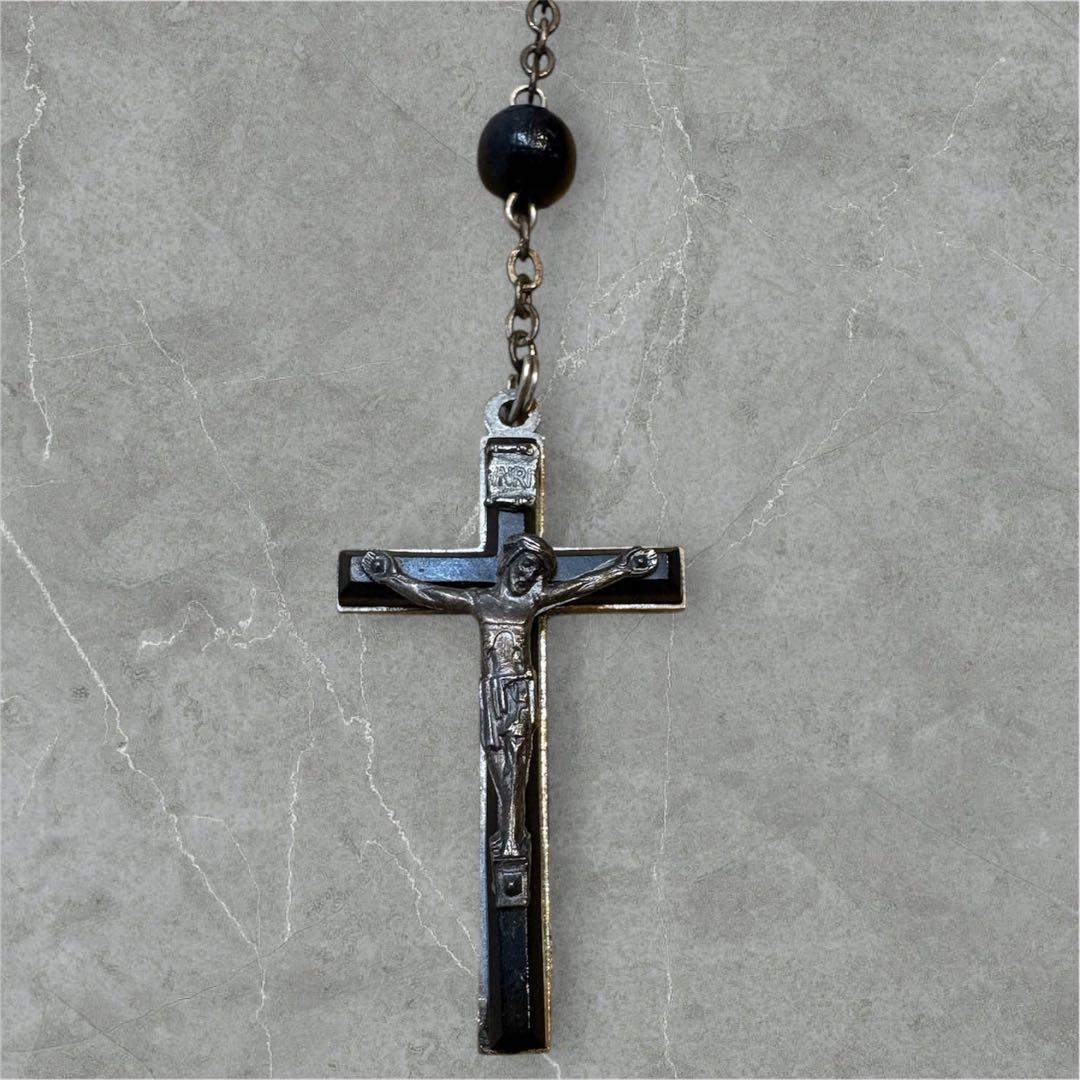 DOLCE&GABBANA ロザリオネックレス クロス ブラック ITALY