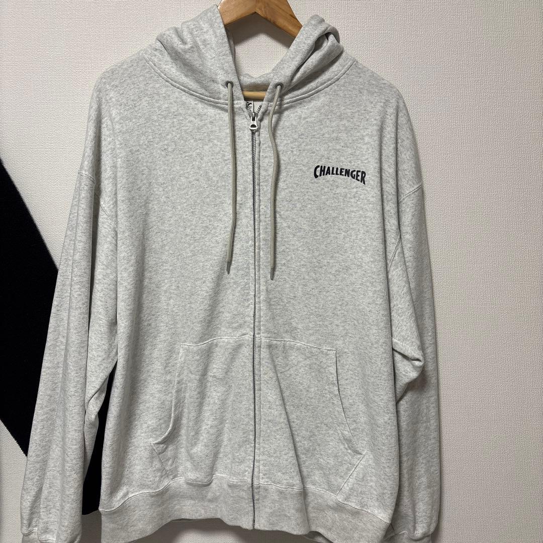 CHALLENGER HEY DUCK ZIP HOODIE グレー