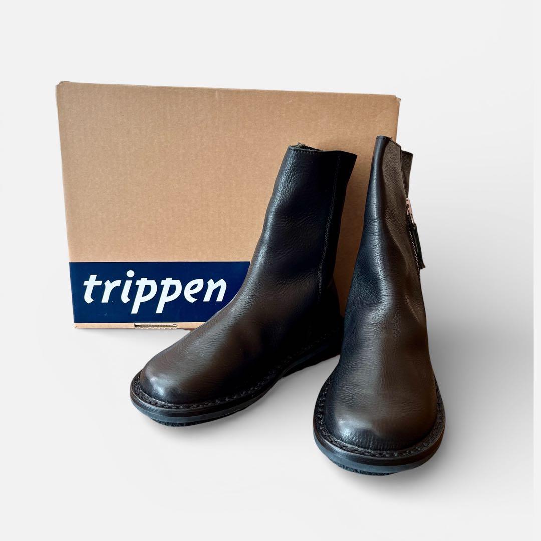 trippen deer ブラックサイドジップブーツ 37 23.5 24