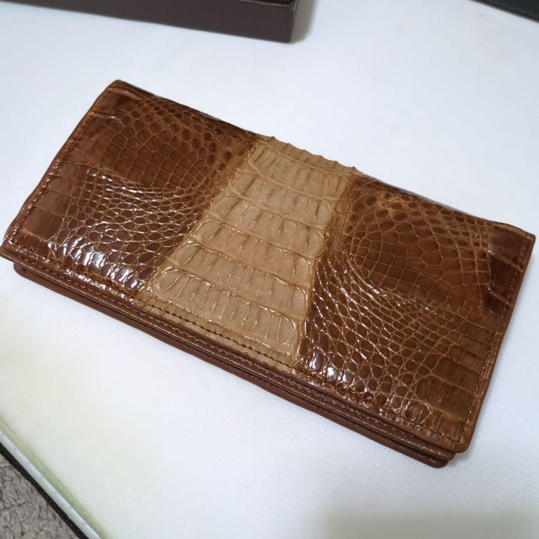 イタリアブランド】ロダニア　本物クロコダイル ブラウン一匹取り長財布　未使用