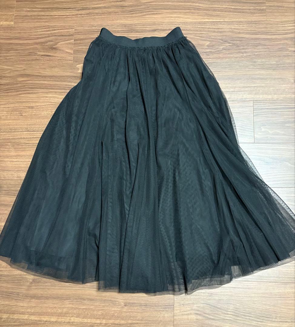 スピックアンドスパン　チュールスカート　ブラック　36