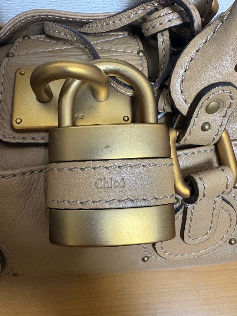 Chloé クロエ パディントン ハンドバッグ 南京錠 鍵付き ベージュ