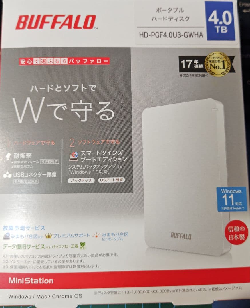 外付けハードディスク・ドライブ BUFFALO MiniStation 4TB HD-PGF4.0U3-GWHA