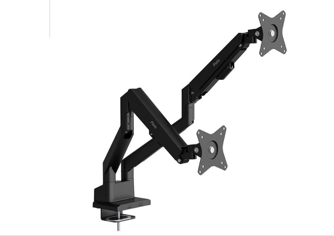 601456 Pixio PS1D Wave Black モニターアームデュアル