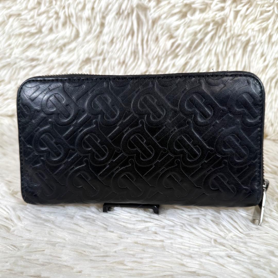 バーバリー Burberry ラウンドファスナー長財布 TBモノグラム エンボス