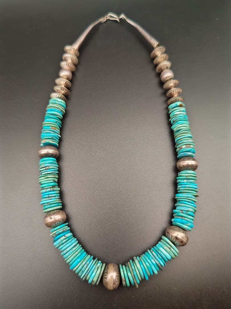 インディアンジュエリー◎ターコイズネックレス◎ナバホパール◎sterling