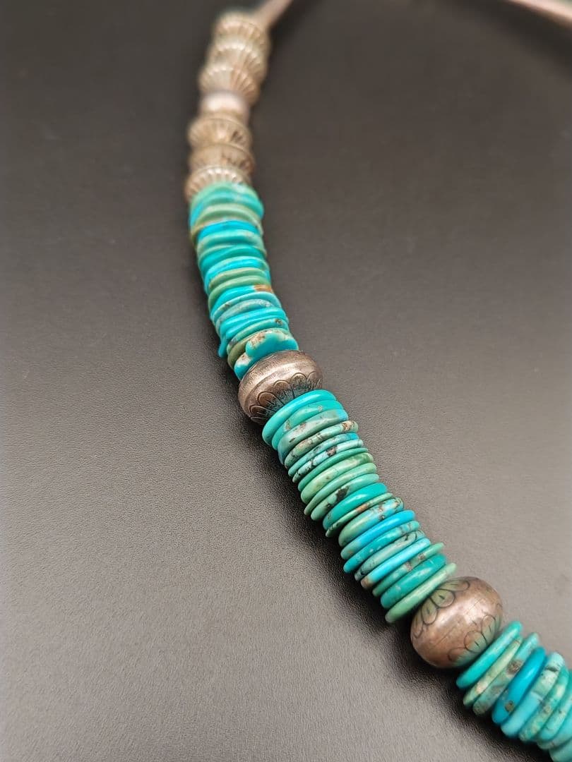 インディアンジュエリー◎ターコイズネックレス◎ナバホパール◎sterling