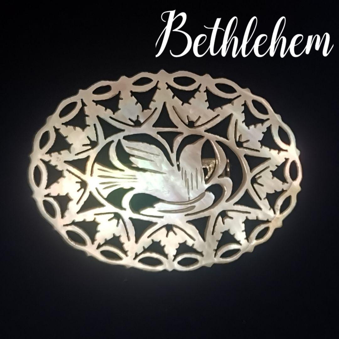 ヴィンテージベツレヘムパール　鳩のブローチ　オーバル