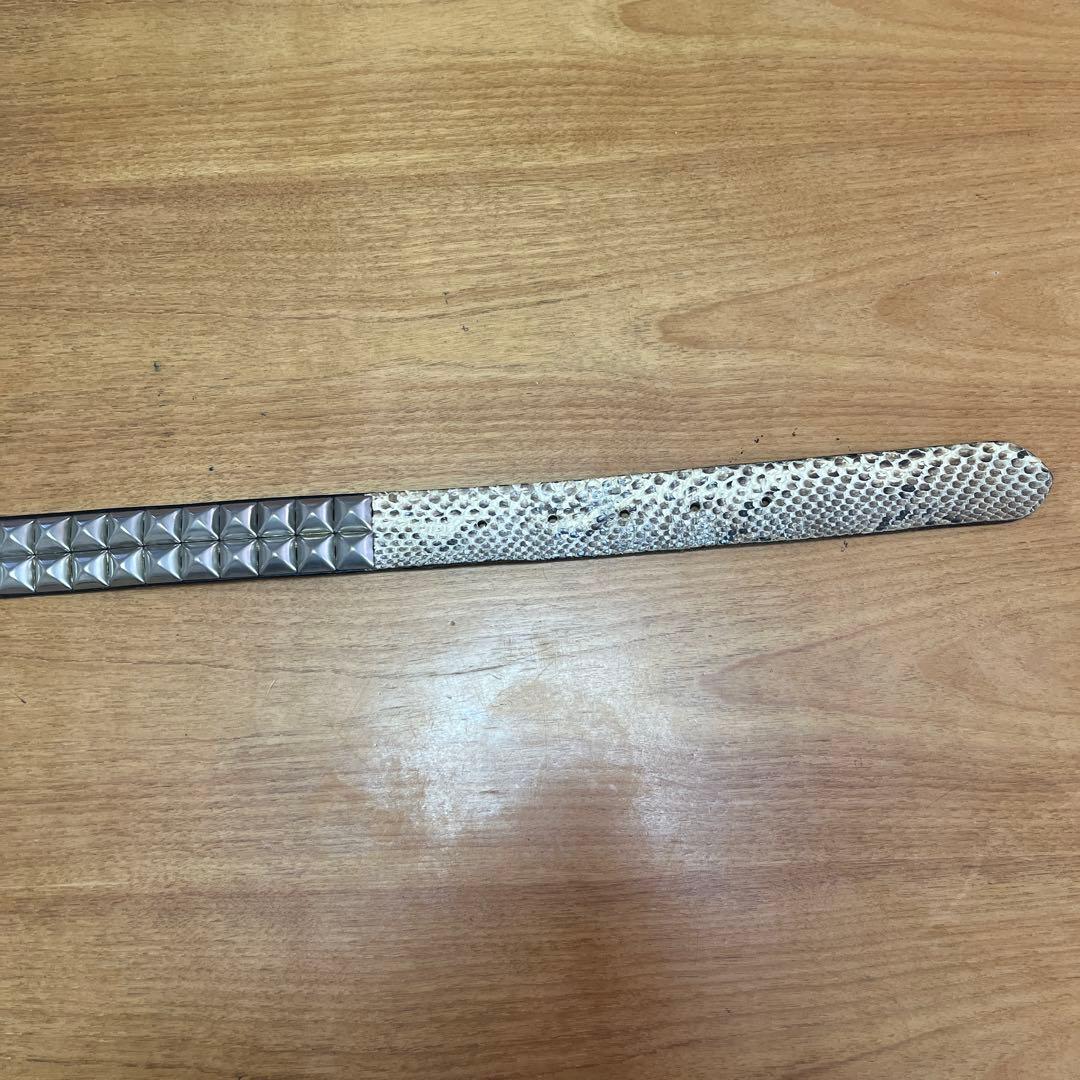 スネークスキン風スタッズベルト 100cm