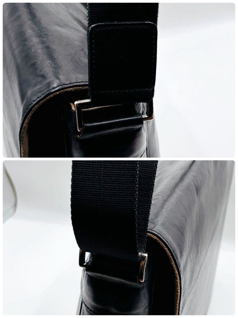 【美品】ココマイスター メッセンジャーバッグ ショルダーバッグ レザー A4 黒