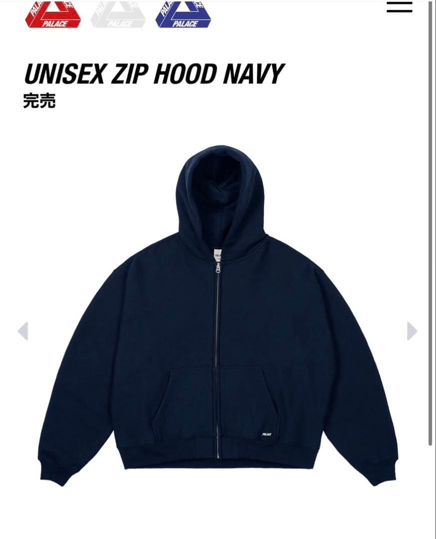【汰】palace UNISEX ZIP HOOD NAVY