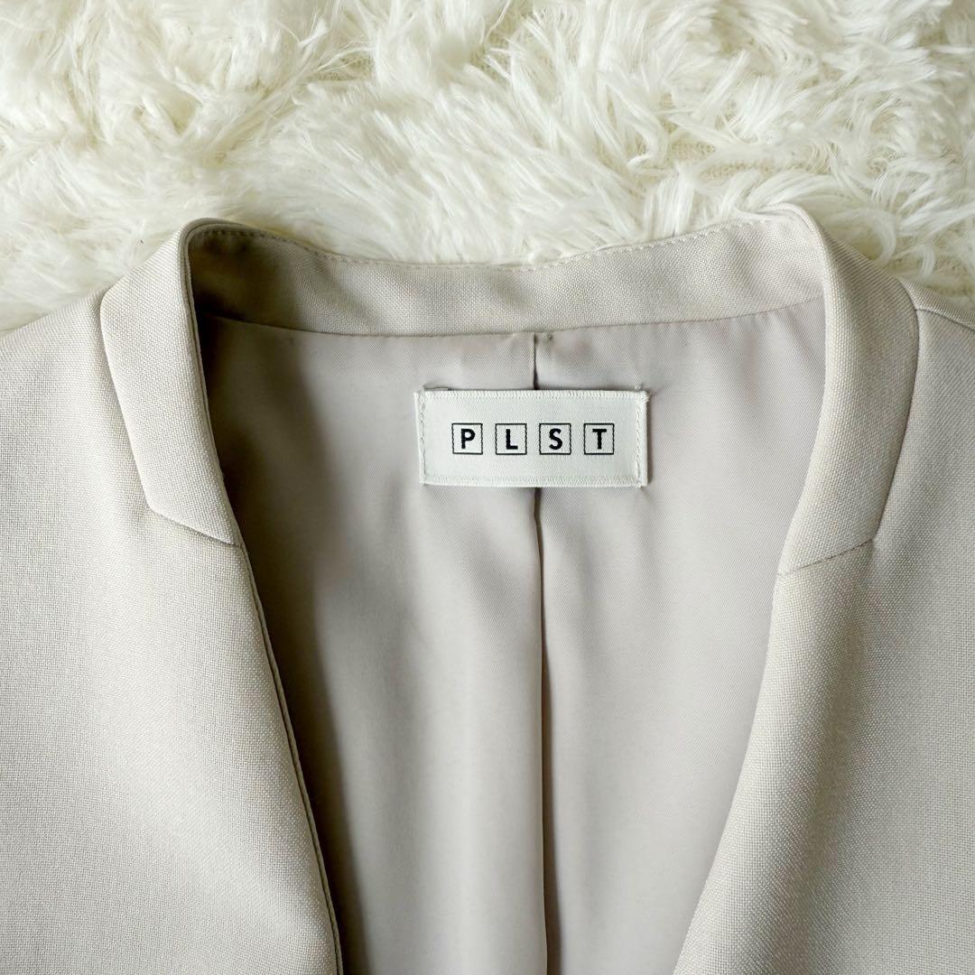 【美品】PLST プラステ セットアップスーツ ノーカラー 洗濯可