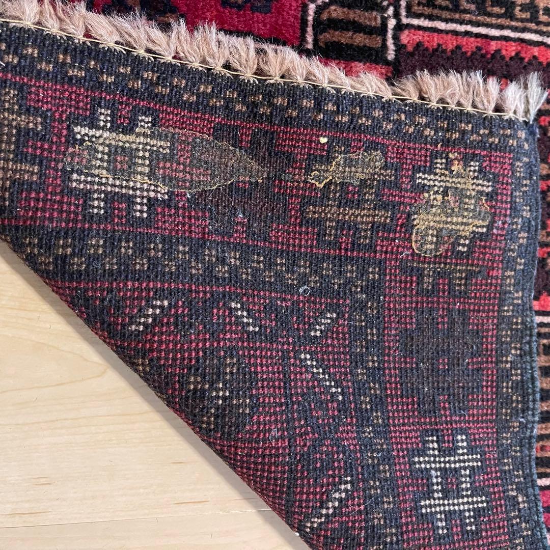 185×78 バルーチ族ラグ　ヴィンテージラグ、トライバルラグ、手織り絨毯