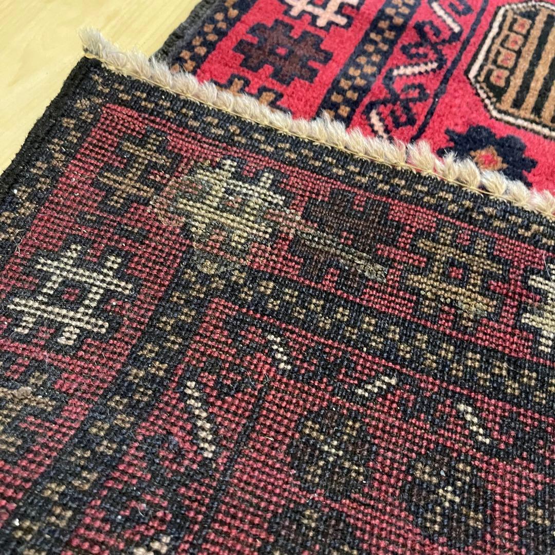185×78 バルーチ族ラグ　ヴィンテージラグ、トライバルラグ、手織り絨毯