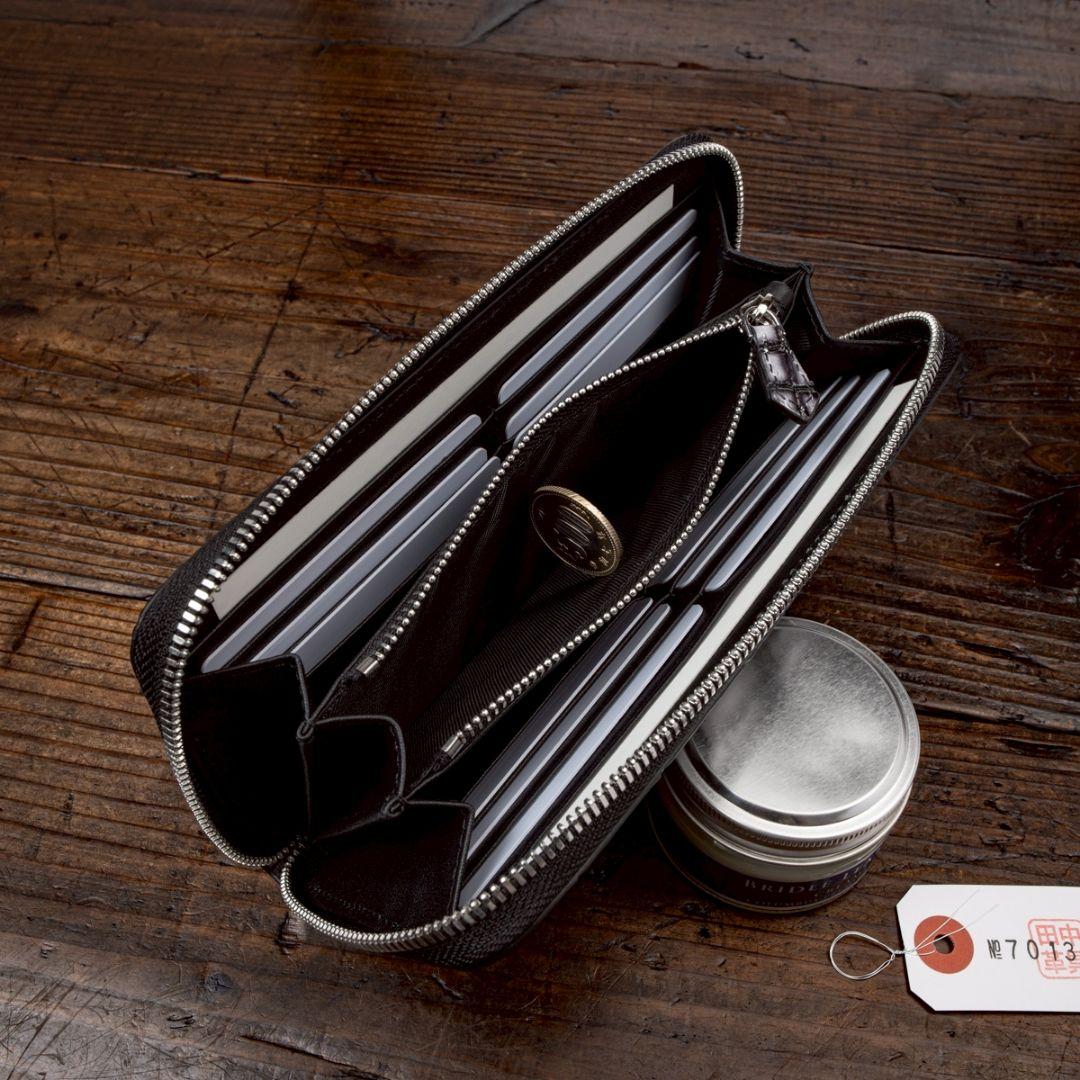 実物撮影 一枚革 クロコダイル ホワイト 白 メンズ 長財布 ラウンドファスナー