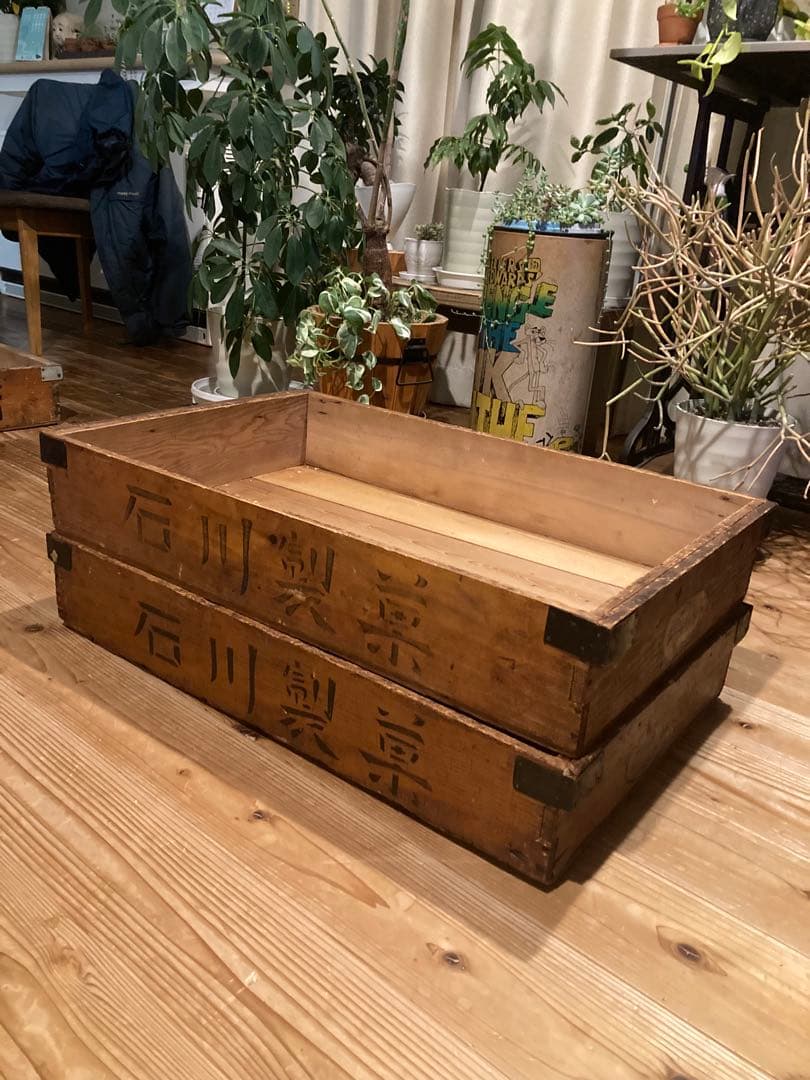 昭和レトロ　お菓子屋木箱　レトロケース　店舗什器　大6台まとめて⑥