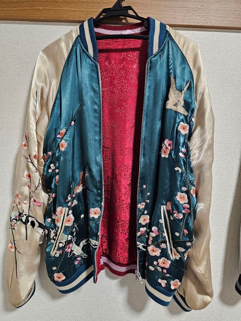 スカジャン　花旅楽団　雀　梅の花