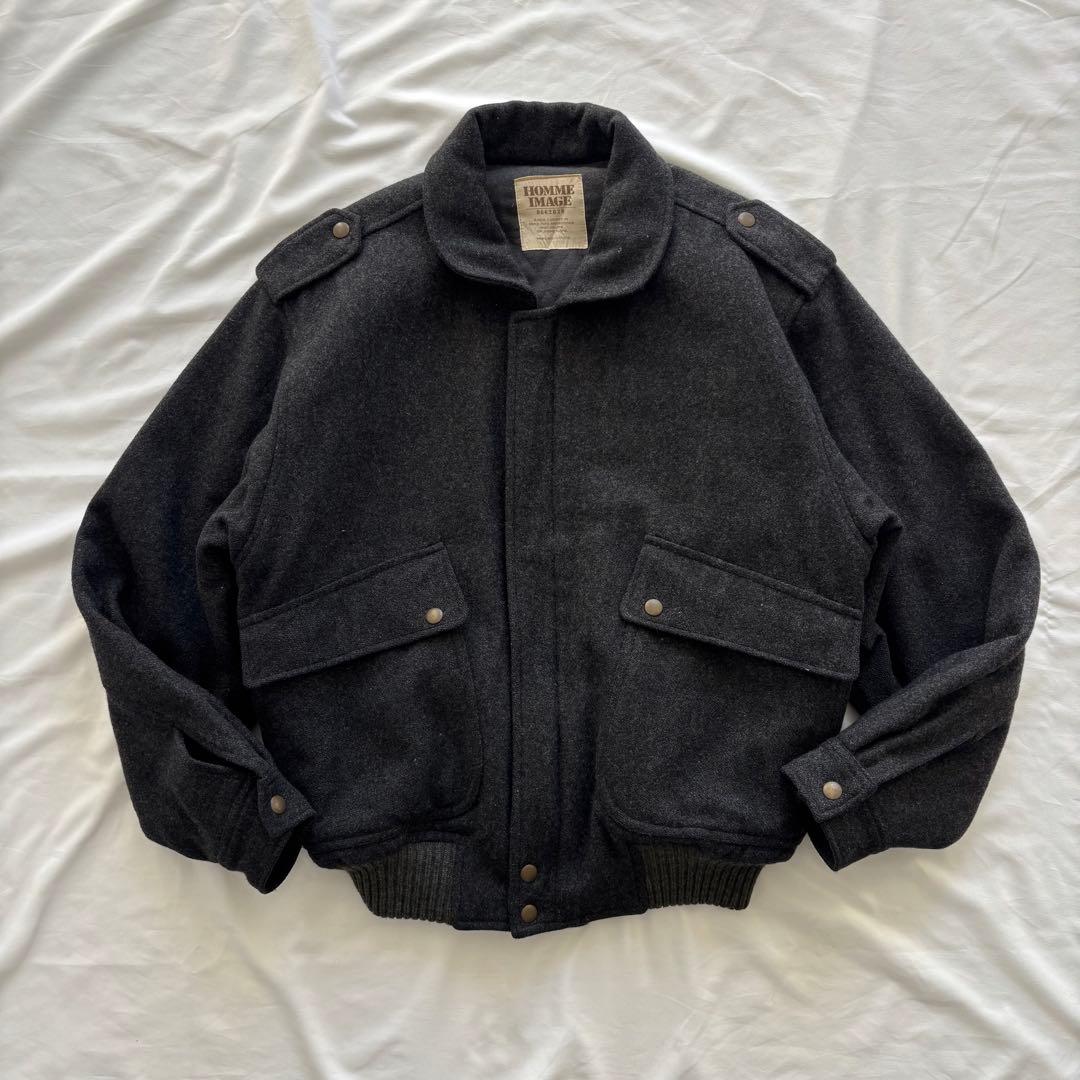 90's vintage ウールブルゾン グレー 短丈 アメカジ カジュアル