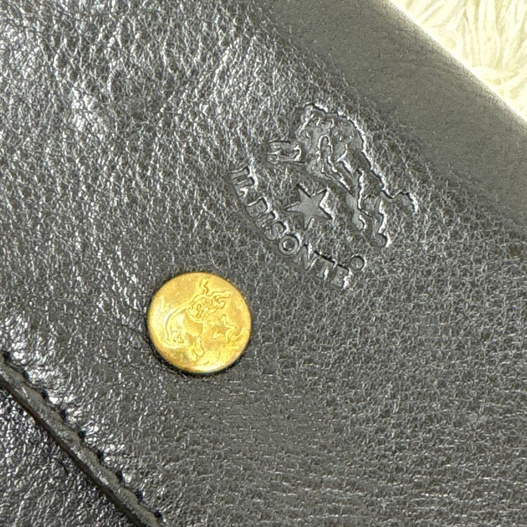 希少デザイン新品✨イルビゾンテ　ロゴ　ゴールド金具　外ファスナー　黒　長財布