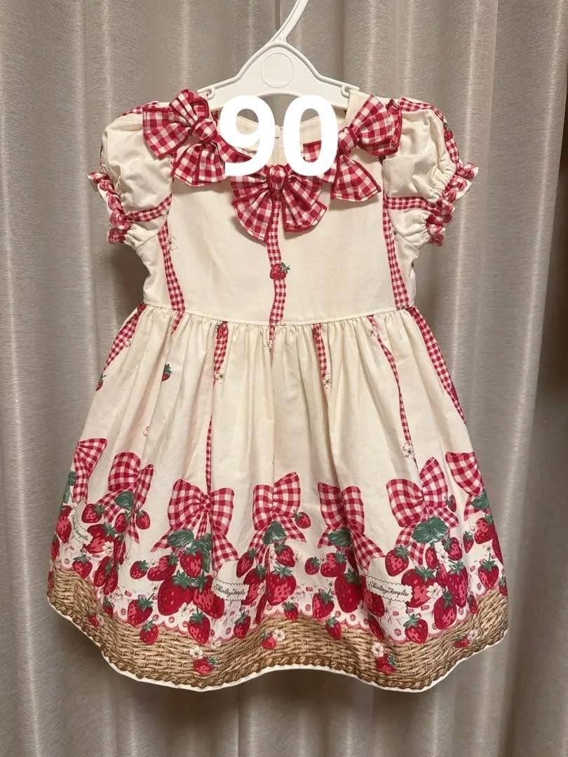 シャーリーテンプル　いちごバスケット　ストロベリー柄 半袖ワンピース
