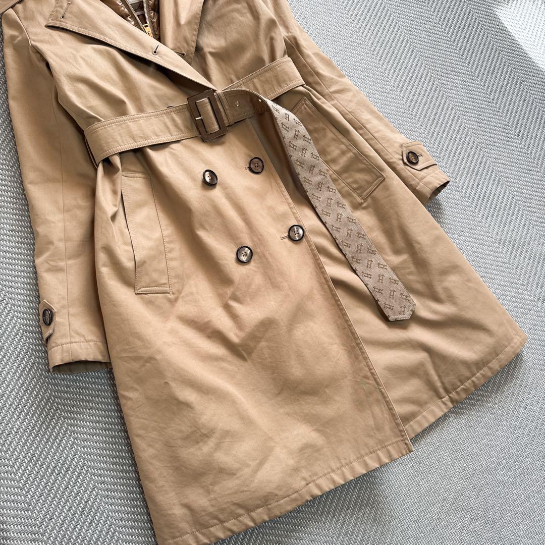 極美品 HERNO ヘルノ ダウンコンビトレンチコート ベルト ベージュ系 ML