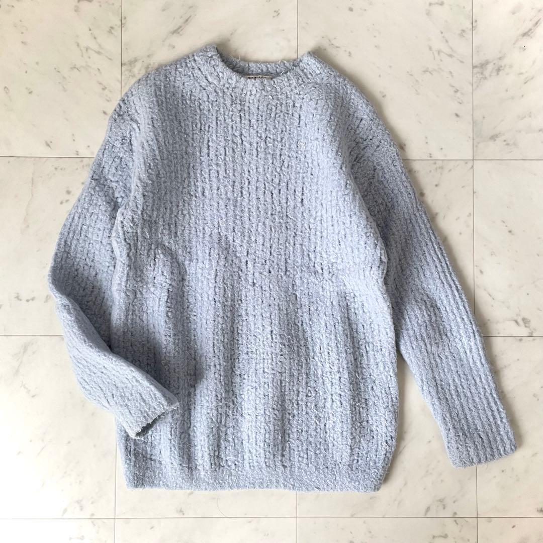 美品✨オーラリー MILLED WOOL MOLE KNIT ブルー