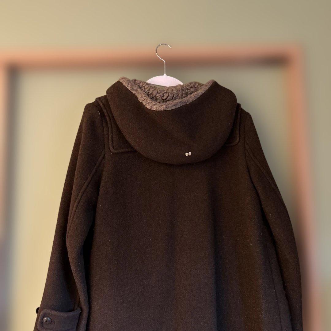 ミナペルホネン　ダークブラウン ダッフルコート フード付き