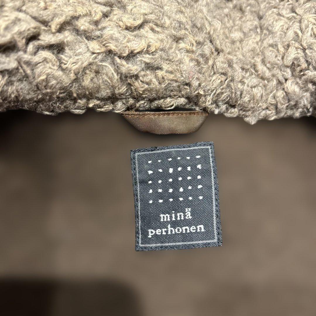 ミナペルホネン　ダークブラウン ダッフルコート フード付き