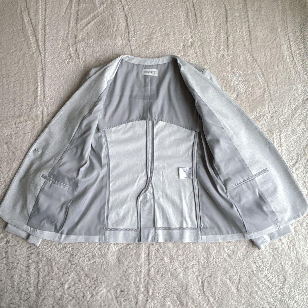 PLST綿麻混カラーレスパンツスーツ ジャケットMパンツS 春夏