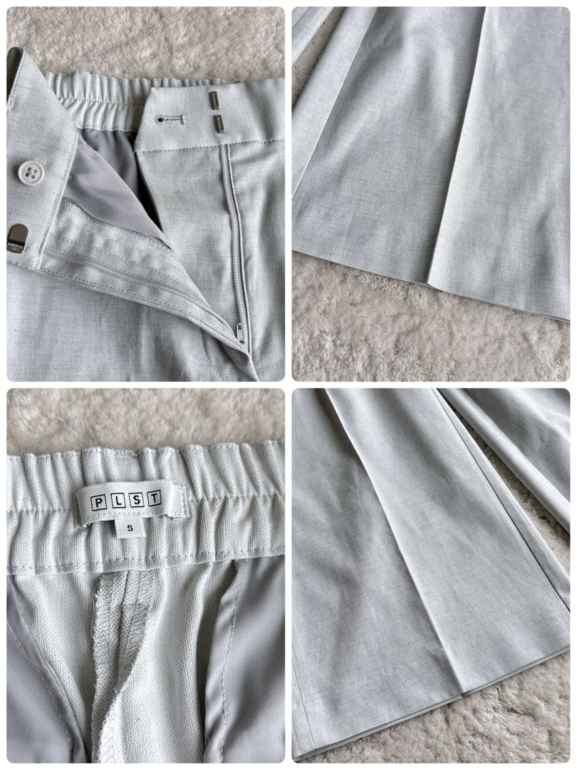 PLST綿麻混カラーレスパンツスーツ ジャケットMパンツS 春夏