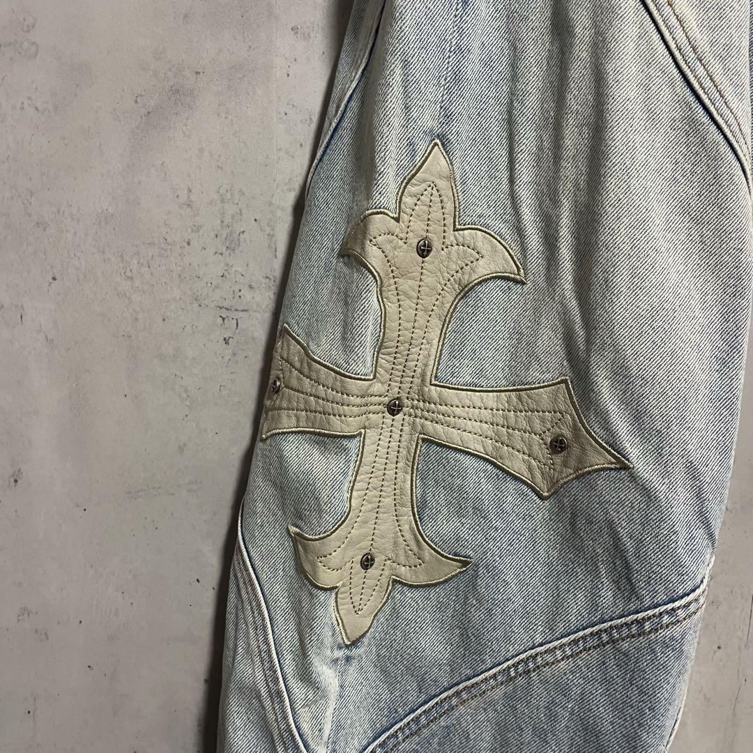 SUPPLIER サプライヤー クロスレザーパッチ　バギーデニムパンツ