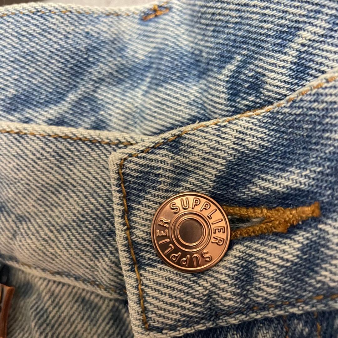 SUPPLIER サプライヤー クロスレザーパッチ　バギーデニムパンツ
