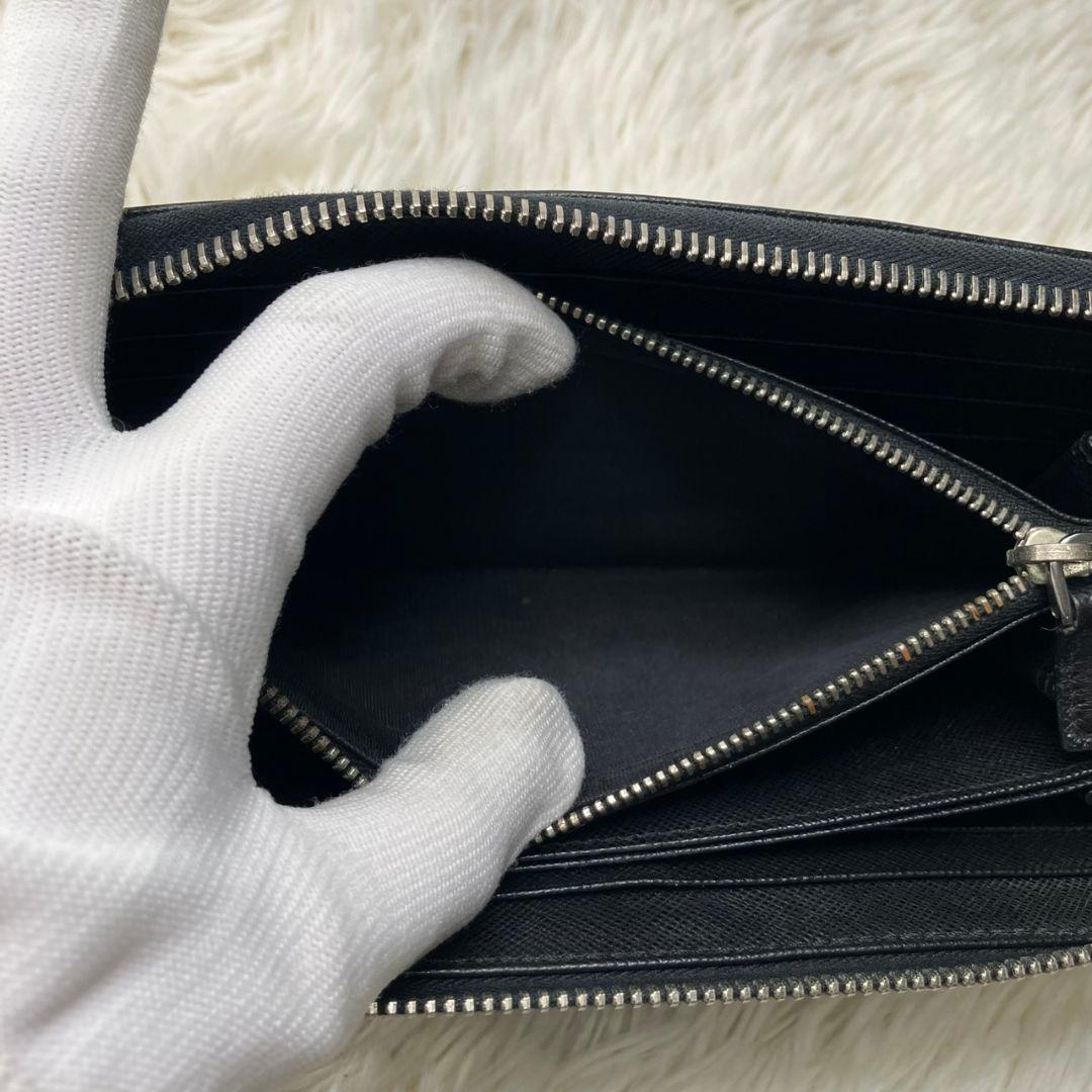 極美✨PRADA 財布 長財布サフィアーノ ラウンドファスナー ブラック プラダ