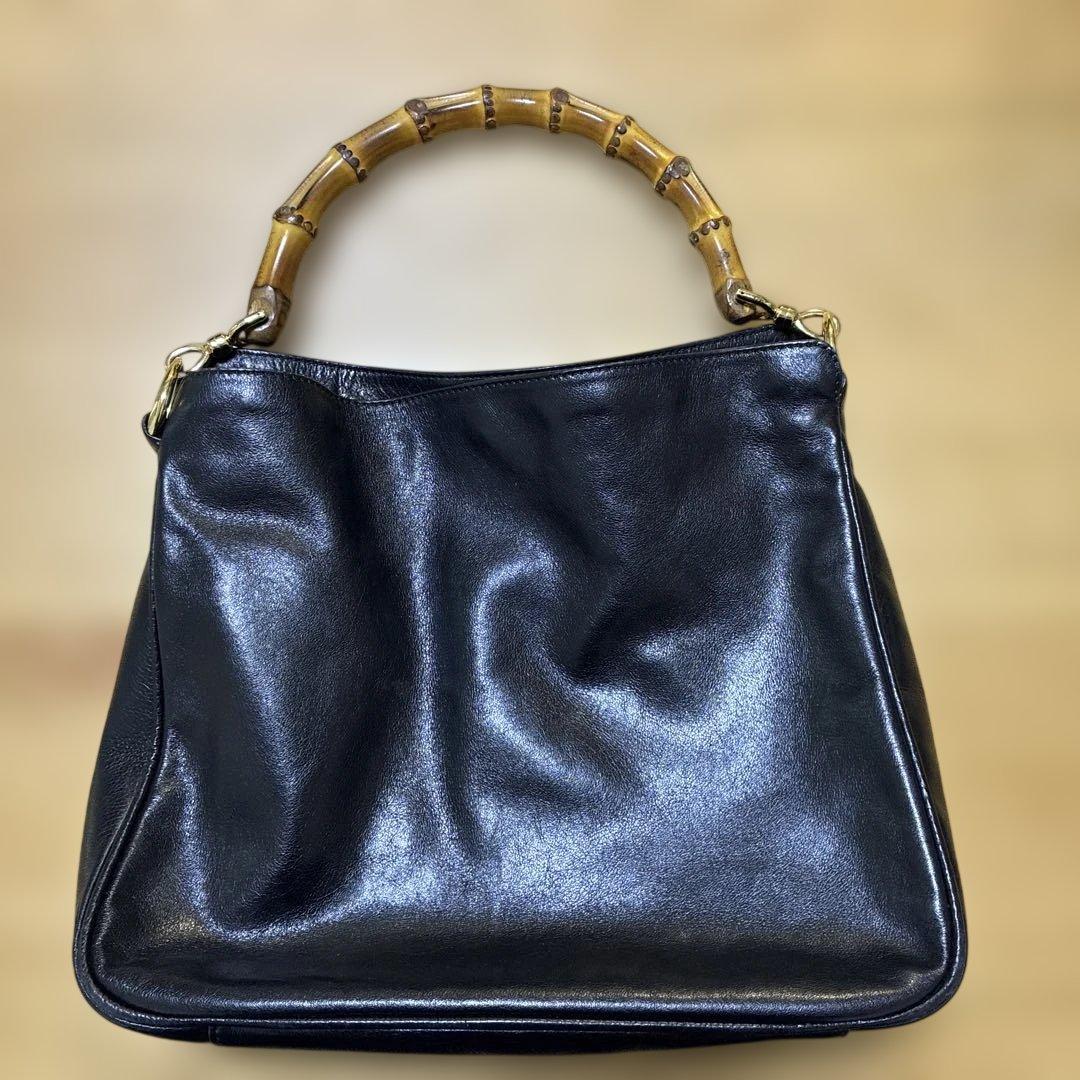 GUCCI バンブーハンドル 黒 ハンドバッグ