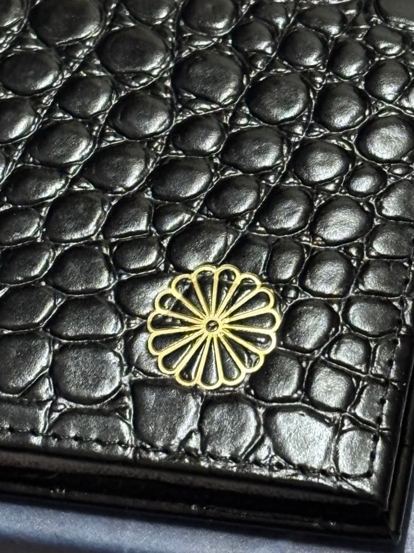 瀬*樹様 最終価格　新品　皇居　クロコダイル　型押し　長財布　ブラック　菊の御紋