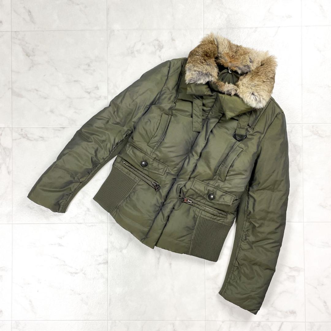MAX&Co. ラビットファー付ミリタリー中綿ジャケット カーキ38*HD468