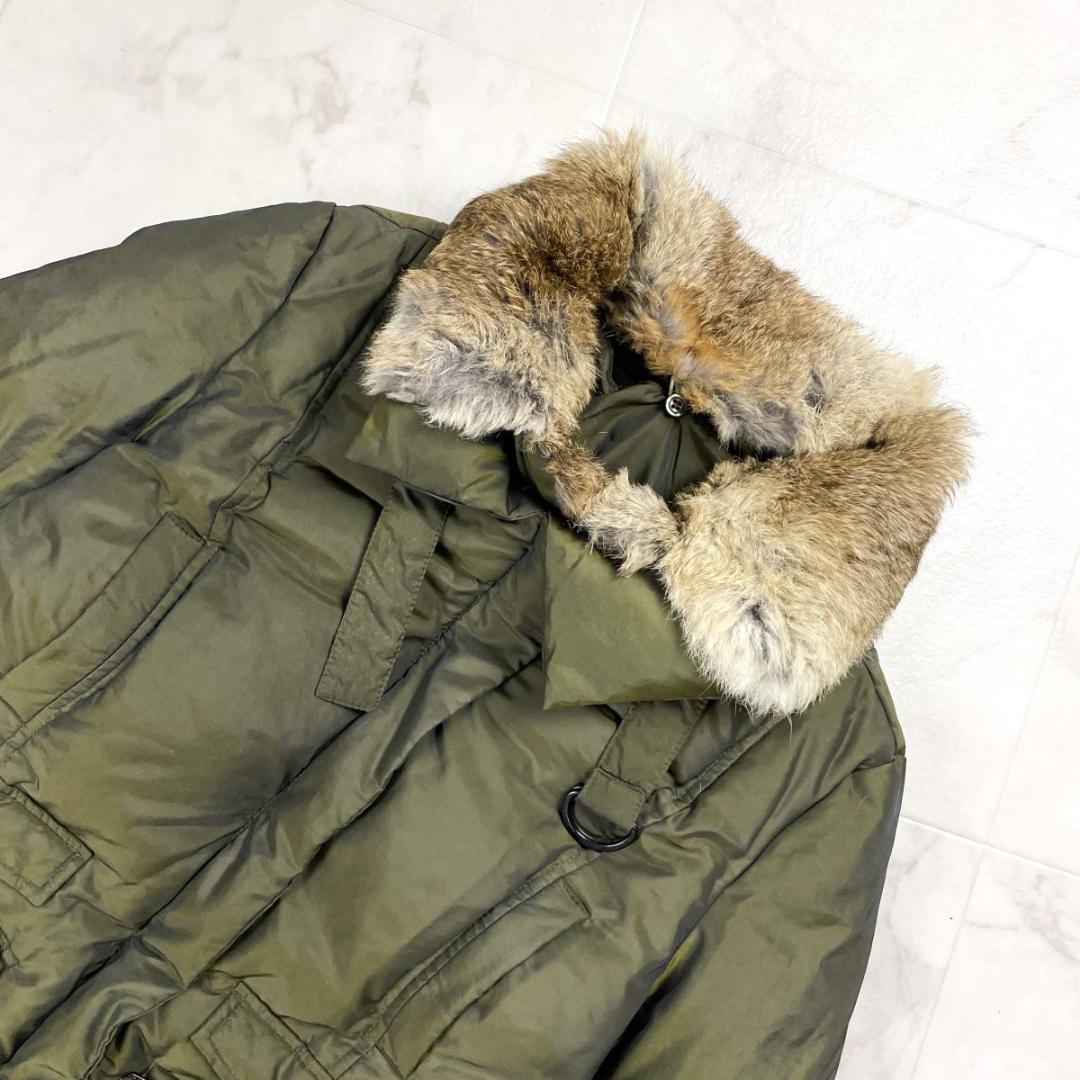MAX&Co. ラビットファー付ミリタリー中綿ジャケット カーキ38*HD468