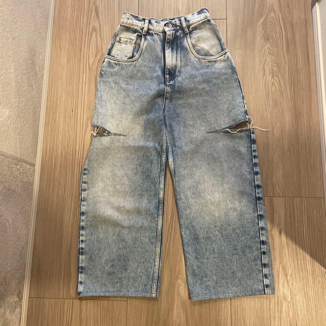 【美品】メゾンマルジェラ 22AW カットアウト　5ポケットワイドデニムパンツ