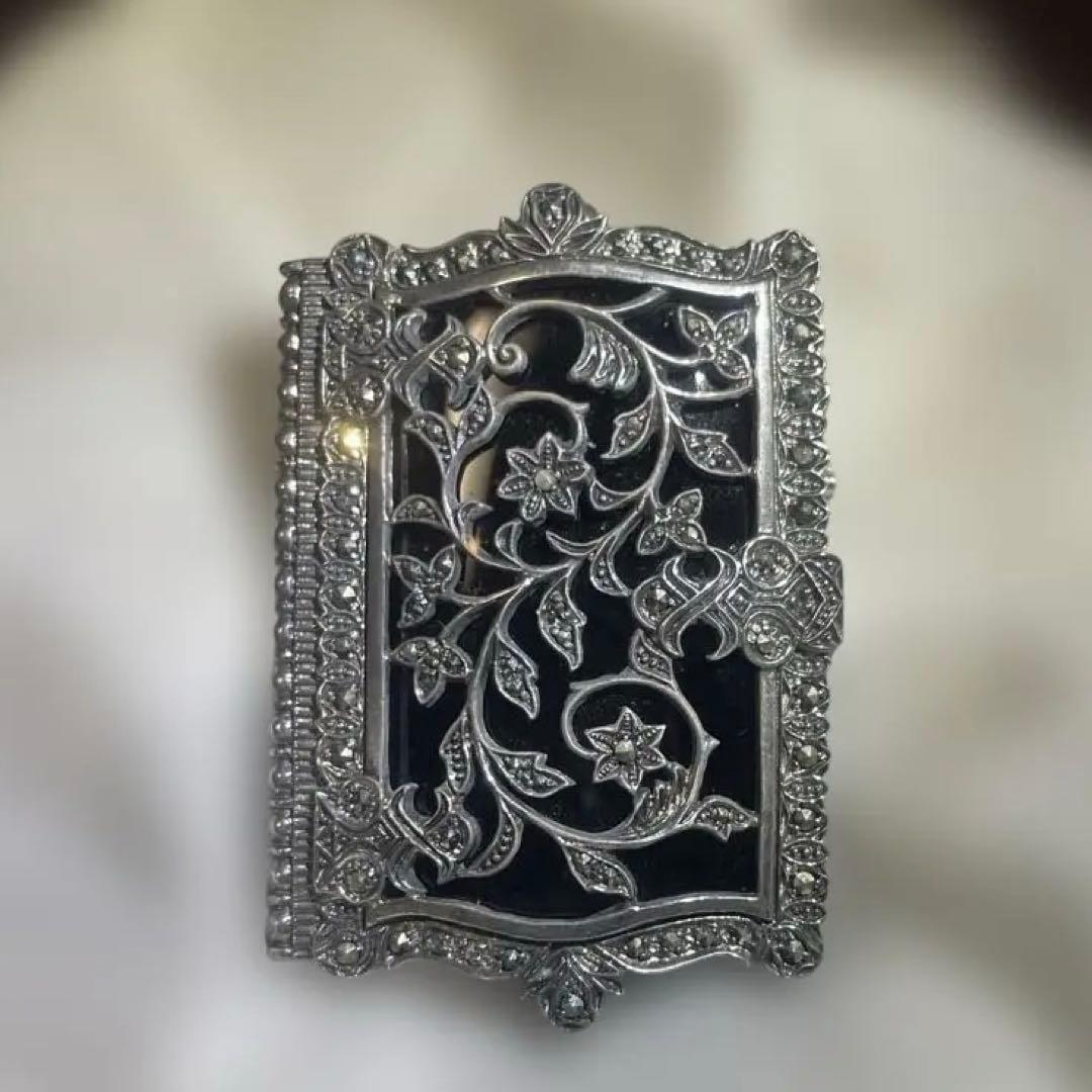 オニキス　マーカサイト　ブローチ　ペンダントトップ