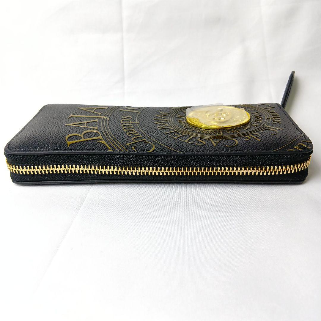 【極美品】カステルバジャック 長財布 ラウンドファスナー 黒 金 保護シール付