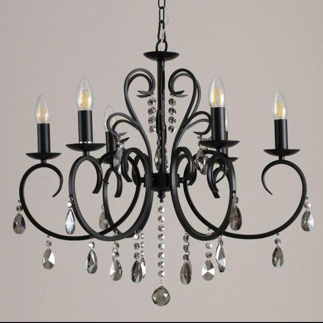 シャンデリア アンティーク アイアン ブラック ６灯 照明 トララ 美品