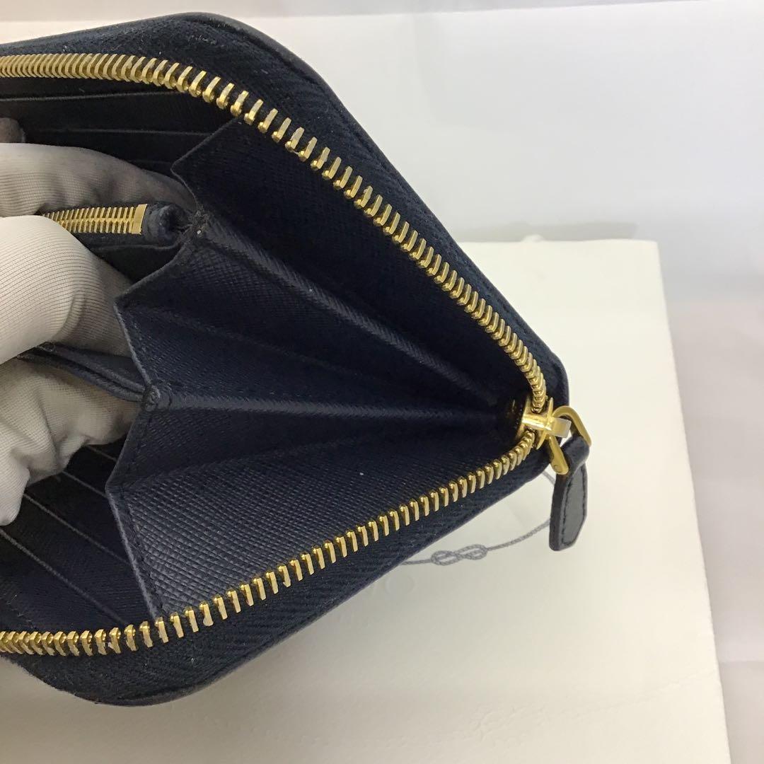 ❣️プラダPRADA❣️ネイビー サフィアーノレザー　ラウンドファスナー長財布