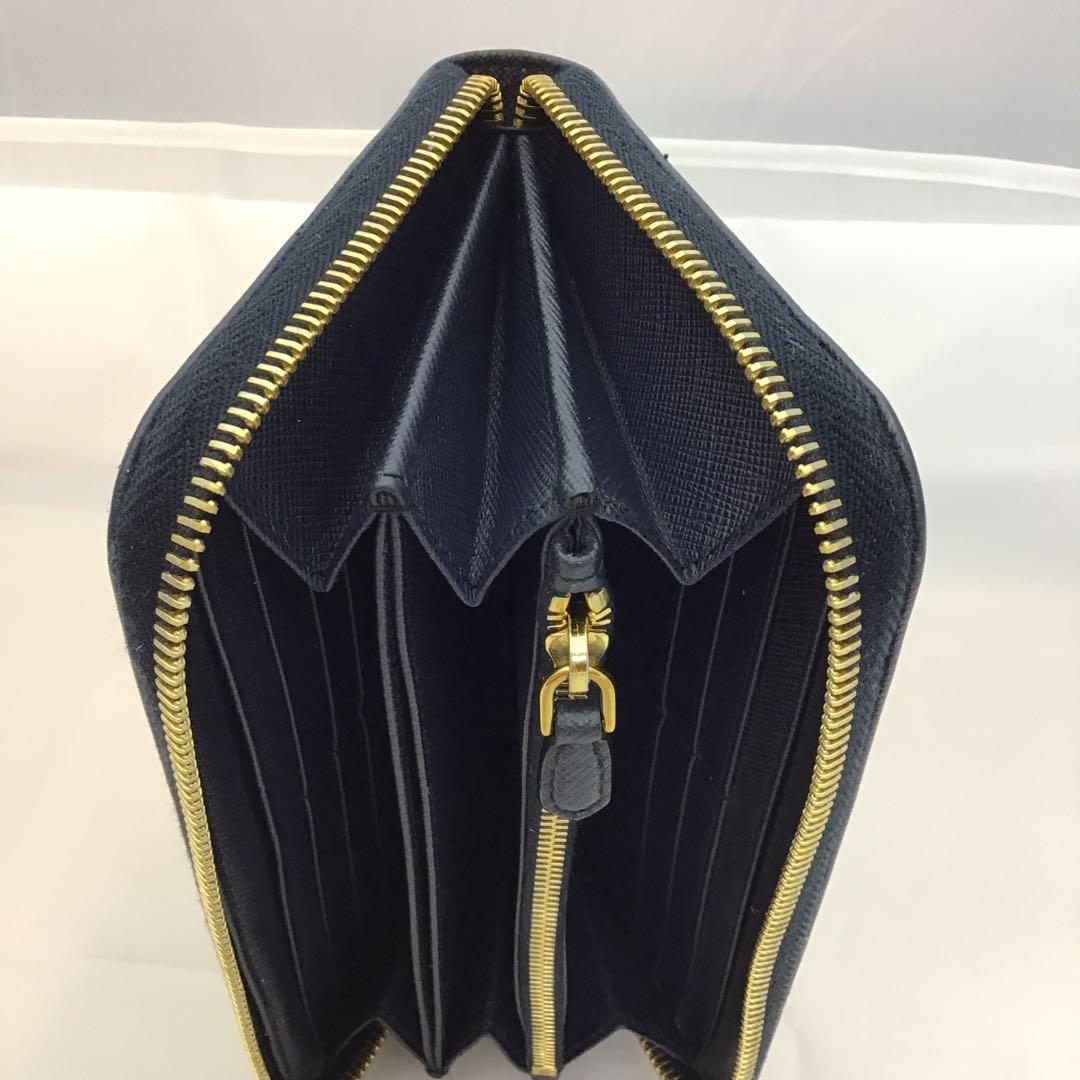 ❣️プラダPRADA❣️ネイビー サフィアーノレザー　ラウンドファスナー長財布