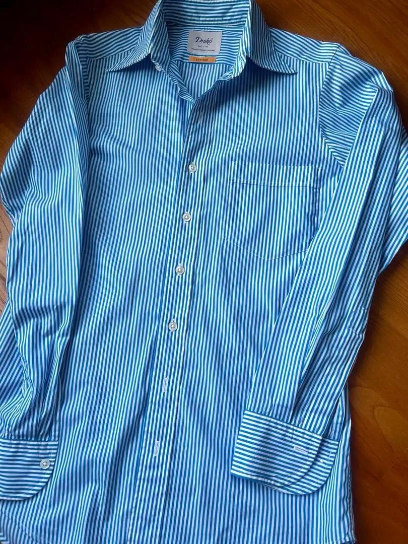 【極美品】Drake’s ドレイクス　ロンドンストライプシャツ　イギリス製　37