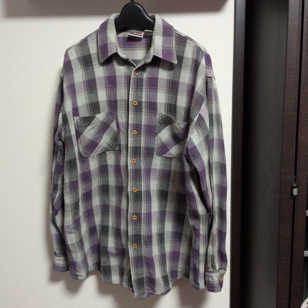 BIG MAC XL 長袖ネルシャツ 紫グレー ビッグマック ヘビネル 好配色
