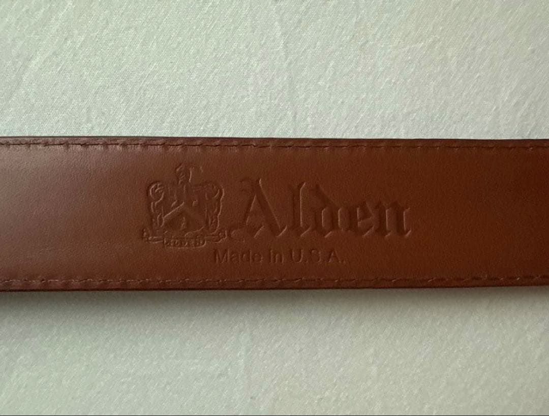 【Alden】オールデン USA製　カーフレザーベルト　34 85